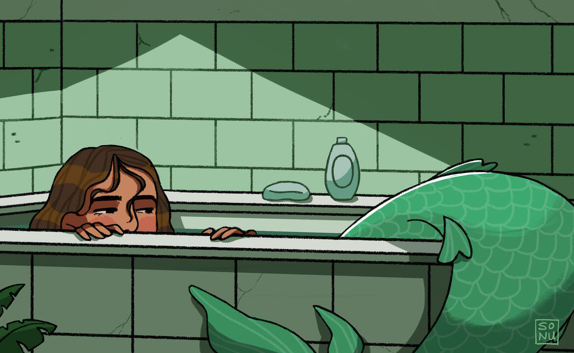 mermaid in a bathtub